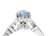 White gold Fancy Blue Marquise  Solitaire Vine Band with Milgrain Prong Setting_7