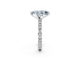 White gold Fancy Blue Marquise  Solitaire with Pavé Band and Four-Prong Setting_349