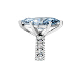 White gold Fancy Blue Marquise  Solitaire with Pavé Band and Four-Prong Setting_352