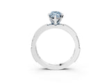 White gold Fancy Blue Marquise  Solitaire with Pavé Band and Four-Prong Setting_356