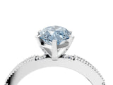 White gold Fancy Blue Marquise  Solitaire with Pavé Band and Four-Prong Setting_357