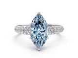 White gold Fancy Blue Marquise  Solitaire with Pave Band and Four-Prong Setting_3