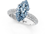 White gold Fancy Blue Marquise  Solitaire with Pave Band and Four-Prong Setting_4