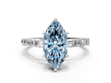 White gold Fancy Blue Marquise  Solitaire with Side Baguettes and Channel Set Band_60