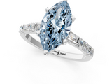White gold Fancy Blue Marquise  Solitaire with Side Baguettes and Channel Set Band_60
