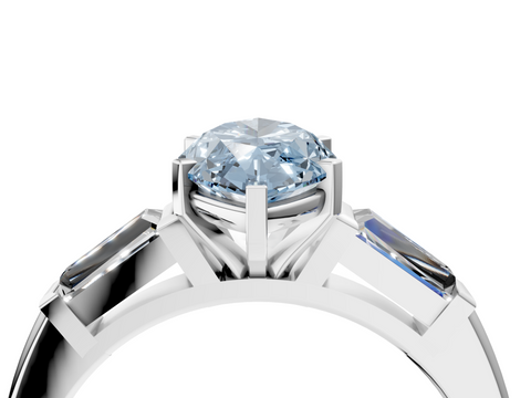 White gold Fancy Blue Marquise  Solitaire with Tapered Baguette Side Stones on a Classic Band with Four-Prong Setting_49