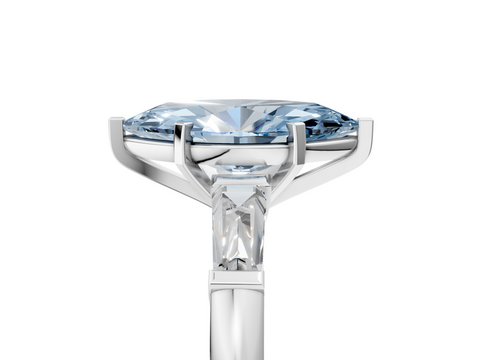 White gold Fancy Blue Marquise  Solitaire with Tapered Baguette Side Stones on a Classic Band with Four-Prong Setting_50