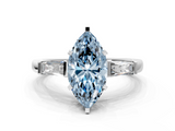 White gold Fancy Blue Marquise  Solitaire with Tapered Baguette Side Stones on a Classic Band with Four-Prong Setting_75