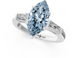White gold Fancy Blue Marquise  Solitaire with Tapered Baguette Side Stones on a Classic Band with Four-Prong Setting_76