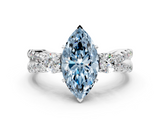 White gold Fancy Blue Marquise  Three-Stone Diamond Ring with Pavé Split Shank and Four-Prong Setting_76