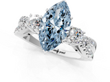 White gold Fancy Blue Marquise  Three-Stone Diamond Ring with Pavé Split Shank and Four-Prong Setting_77