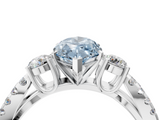 White gold Fancy Blue Marquise  Three-Stone Diamond Ring with Pavé Split Shank and Four-Prong Setting_80