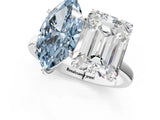 White gold Fancy Blue Marquise  and Emerald Cut Toi Moi Ring with Prong Setting_46