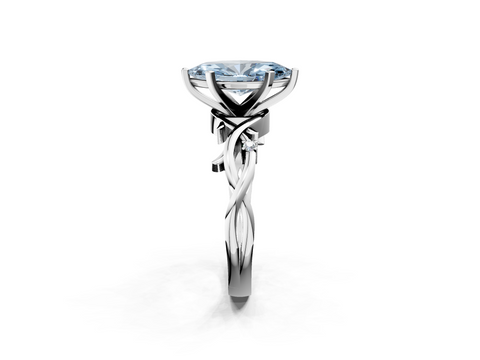 White gold Fancy Blue Marquise cut Solitaire Twisted Band Prong Setting Ring_133