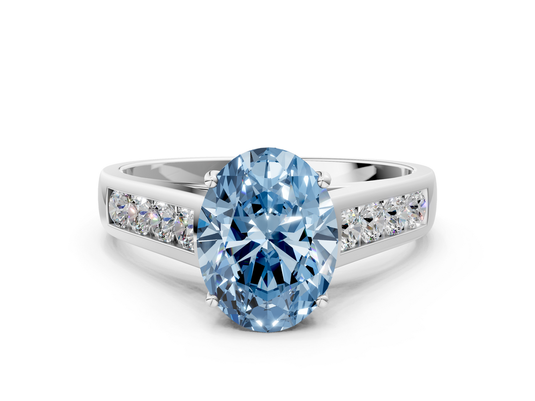 White gold Fancy Blue Oval  Brilliant Channel-Set Solitaire Ring with Four-Prong Setting_20