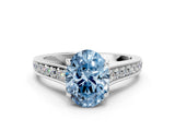 White gold Fancy Blue Oval  Brilliant Cut Diamond Engagement Ring with Pavé Band and Four-Prong Setting_49