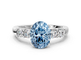 White gold Fancy Blue Oval  Brilliant Cut Diamond Five-Stone Prong Set Engagement Ring with Channel Band_3