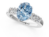 White gold Fancy Blue Oval  Brilliant Cut Diamond Five-Stone Prong Set Engagement Ring with Channel Band_4