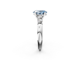 White gold Fancy Blue Oval  Brilliant Cut Diamond Five-Stone Prong Set Engagement Ring with Channel Band_5