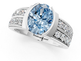 White gold Fancy Blue Oval  Brilliant Diamond Channel Set Wide Band Ring with Bezel Setting_56