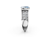 White gold Fancy Blue Oval  Brilliant Diamond Channel Set Wide Band Ring with Bezel Setting_58