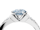White gold Fancy Blue Oval  Brilliant Diamond Channel Set Wide Band Ring with Bezel Setting_64