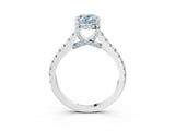 White gold Fancy Blue Oval  Brilliant Diamond Solitaire with Pavé Band and Four-Prong Setting 4