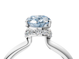 White gold Fancy Blue Oval  Brilliant Solitaire Engagement Ring with Six-Prong Setting and Classic Band_24