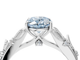 White gold Fancy Blue Oval  Brilliant Solitaire with Leaf Motif Band and Four-Prong Setting_66