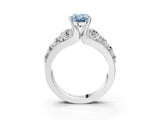 White gold Fancy Blue Oval  Brilliant Solitaire with Side Stones on a Pave Band and Four-Prong Setting_64