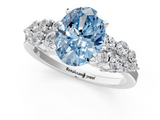 White gold Fancy Blue Oval  Cluster Diamond Engagement Ring with Pavé Band and Four-Prong Setting_63