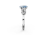 White gold Fancy Blue Oval  Cluster Diamond Engagement Ring with Pavé Band and Four-Prong Setting_64