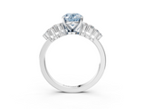 White gold Fancy Blue Oval  Cluster Diamond Engagement Ring with Pavé Band and Four-Prong Setting_65