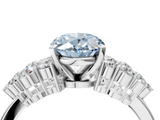 White gold Fancy Blue Oval  Cluster Diamond Engagement Ring with Pavé Band and Four-Prong Setting_67