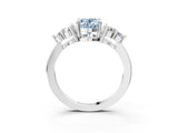 White gold Fancy Blue Oval Cut Brilliant Diamond Cluster Accent Solitaire Ring with Prong Setting_27