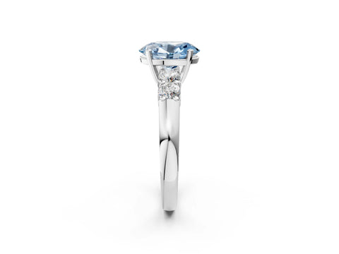 White gold Fancy Blue Oval Cut Brilliant Diamond Five-Stone Engagement Ring with Prong Setting on a Classic Band_5