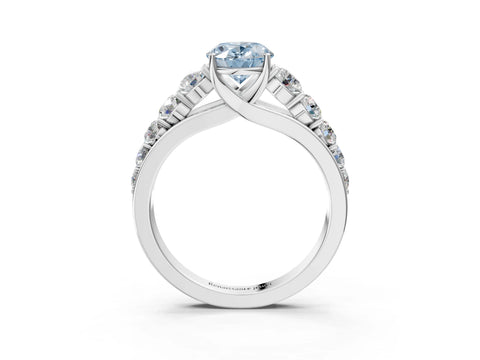 White gold Fancy Blue Oval Cut Brilliant Diamond Pavé Band with Six-Prong Setting_3