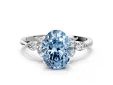 White gold Fancy Blue Oval Cut Brilliant Diamond Solitaire Ring with Pear Side Stones and Four-Prong Setting_6