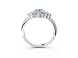 White gold Fancy Blue Oval Cut Brilliant Diamond with Cluster Setting on a Beaded Band and Four-Prong Setting_15