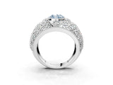 White gold Fancy Blue Oval Cut Brilliant Halo Pave Diamond Milgrain Ring_3