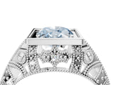 White gold Fancy Blue Oval Cut Brilliant Milgrain Filigree Diamond Ring with Square Prong Setting_4