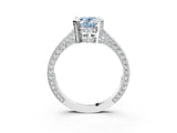White gold Fancy Blue Oval Cut Brilliant Split Shank Pave Solitaire Ring with Four-Prong Setting_3