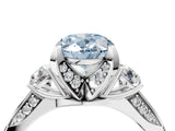 White gold Fancy Blue Oval Cut Brilliant Three-Stone Diamond Ring with Pavé Band and Four-Prong Setting_19
