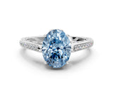 White gold Fancy Blue Oval  Cut Cathedral Pave Diamond Engagement Ring with Six-Prong Setting_50