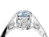 White gold Fancy Blue Oval  Cut Cathedral Pave Diamond Engagement Ring with Six-Prong Setting_54