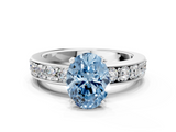 White gold Fancy Blue Oval  Cut Channel Set Diamond Engagement Ring with Four-Prong Setting_239