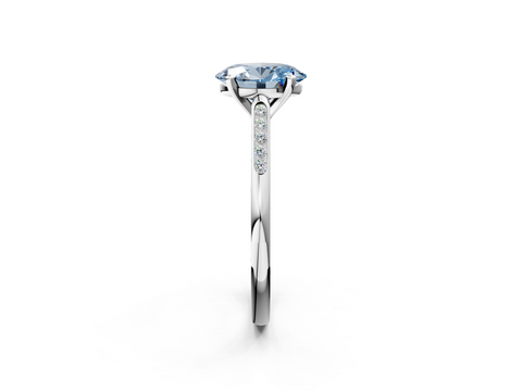 White gold Fancy Blue Oval  Cut Channel Set Solitaire Engagement Ring with Four-Prong Setting_215