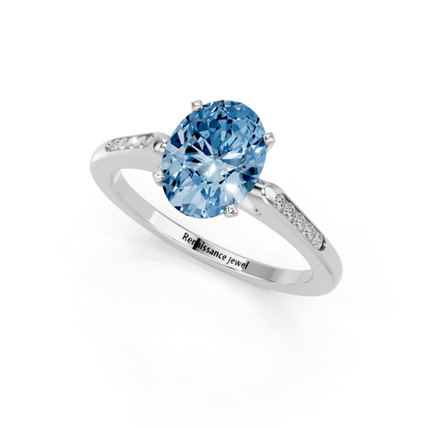 White gold Fancy Blue Oval  Cut Channel Set Solitaire Engagement Ring with Four-Prong Setting_77