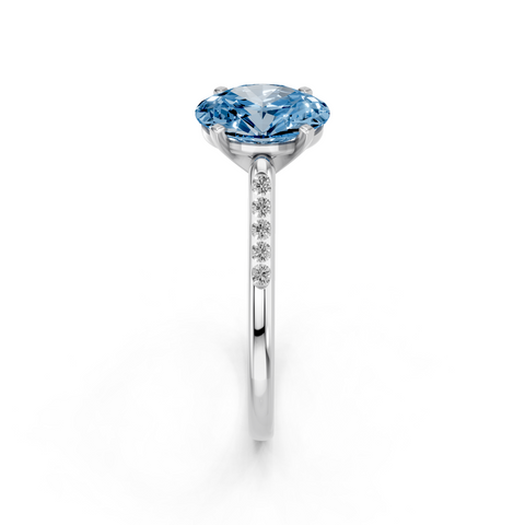 White gold Fancy Blue Oval  Cut Channel Set Solitaire Engagement Ring with Four-Prong Setting_78