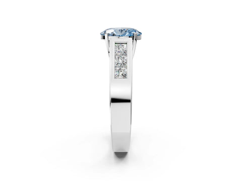 White gold Fancy Blue Oval Cut Cut Channel Set Solitaire Ring with Four-Prong Setting_14